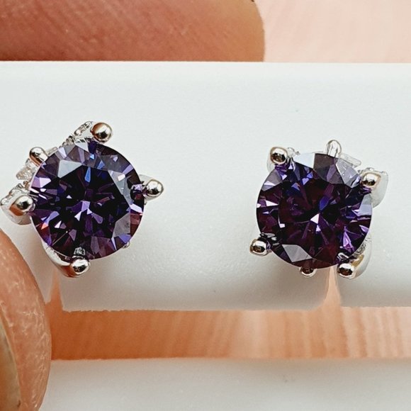 "Birthstone S925 Sterling Silver CZ Stud Earrings for Women/Girl, US19251041 - Picture 1 of 15